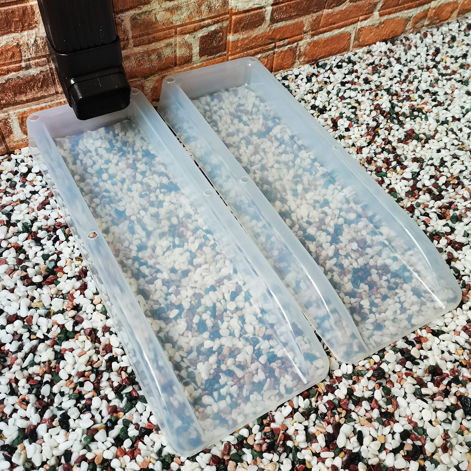 Photo 1 of GaeaAuto 2-Pack Downspout Splash Block Drain Extender Gutter Guard Rain Spout Diverter Splashguard, Translucent