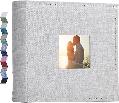 Vienrose Photo Album 6x4 200 Pockets Linen Cover Memo Spaces 9x9 cm