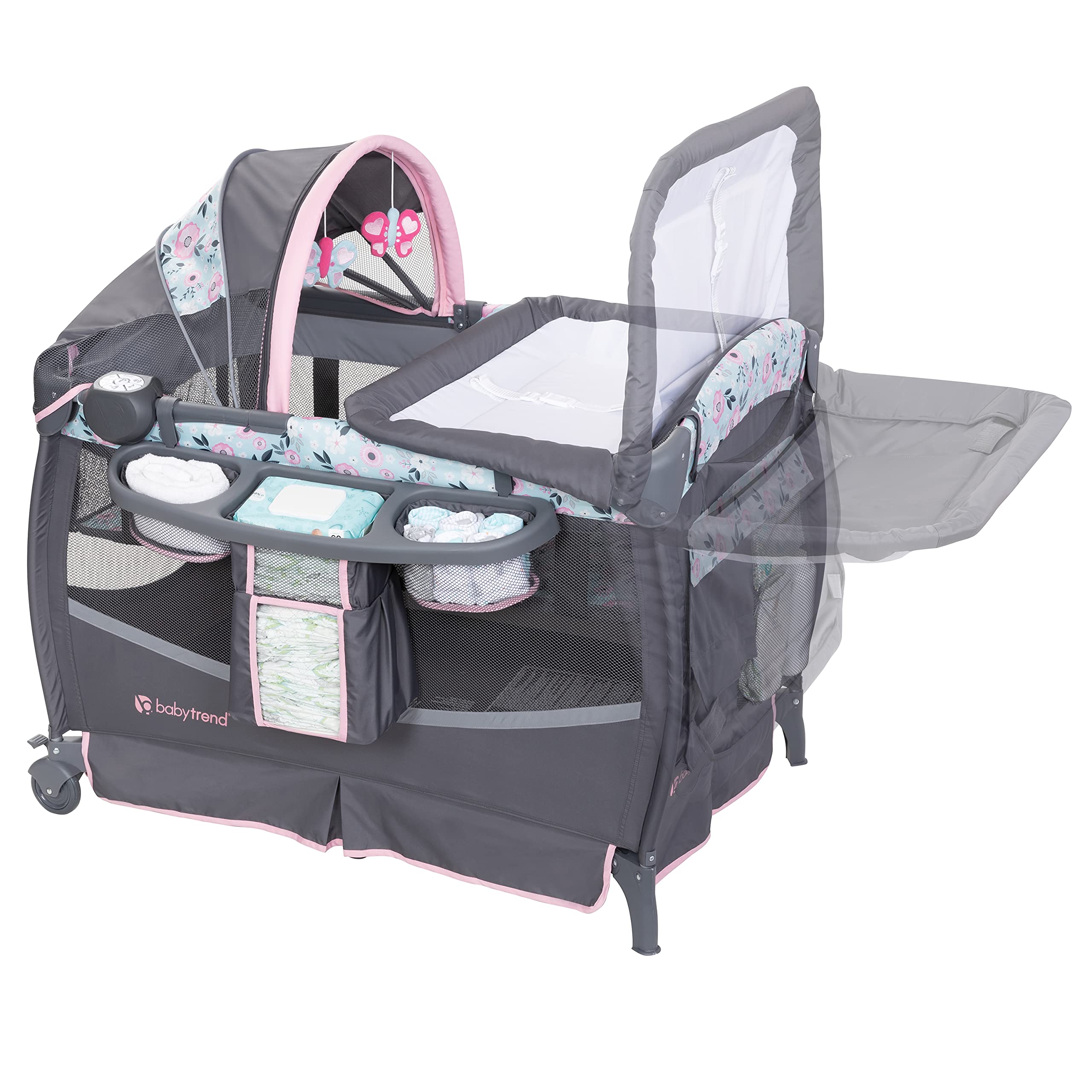 Baby Trend Nursery Center, Playard Full Size Bassinet and Changing Table, Deluxe II, Primrose