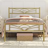 Yaheetech 3ft Single Bed Metal Slatted Frame Cloud Headboard Antique Gold