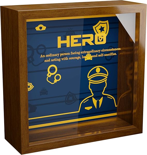 Police Officer Gifts A 6x6x2 Themed Shadow Box for