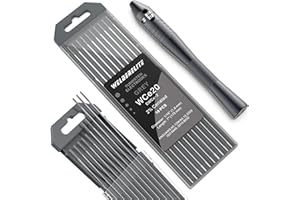 WELDERELITE TIG Wire Feeder Pen with 1/16'' × 7'' Gray Ceriated Tungsten Electrodes (10 Pack) | 2% Ceriated for AC/DC TIG Welding | Ideal for Stainless Steel & Carbon Steel | High-Conductivity, Easy to Use