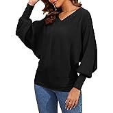 Women's Oversized V Neck Fuzzy Sweaters 2025 Casual Loose Long Sleeve Chunky Knit Pullover Jumper Tops