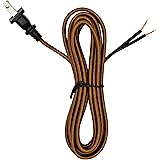Creative Hobbies Brown Rayon Cloth Covered Electric Lamp Cord with End Plug, Stripped Ends Ready for Wiring -8 Foot, SPT-2 UL