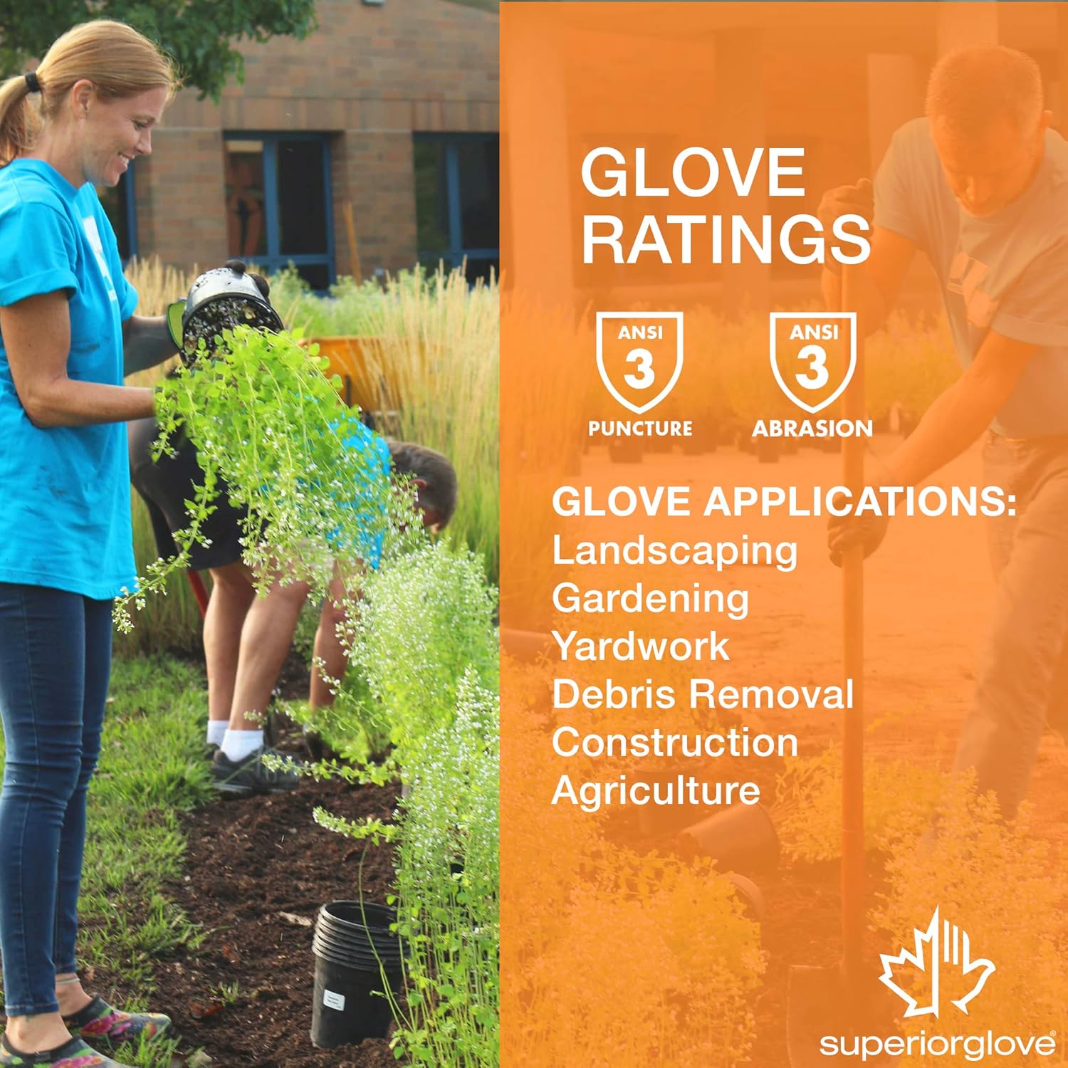 Superior Heavy Duty Gardening Gloves for Yard Work (3 Pack) Form Fitting Landscaping Glove Puncture Resistant with Composite Knit Breathable Backs - Mens Womens Unisex Design - Size Large: Clothing