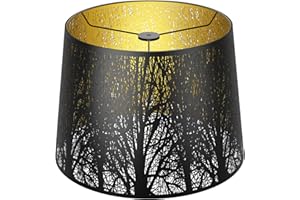 Alucset Drum Big Lampshades for Table Lamp and Floor Light, Metal Etching Process Large Lamp with Pattern of Trees,12x14x10 inch, Spider