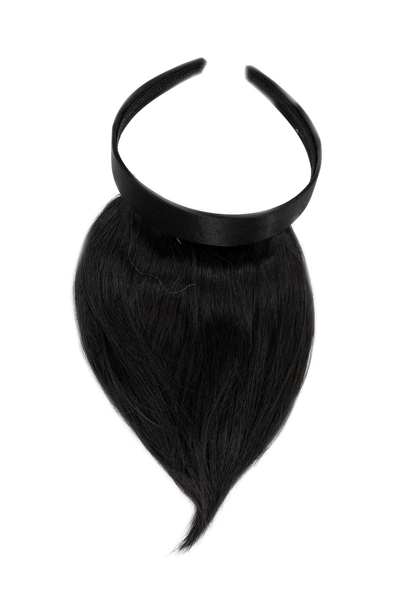 Hair Piece Clip in Bangs Fringe with hair circlet synthetic fiber dark brown HA073T-3