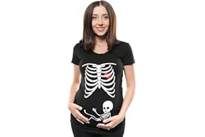 SILK ROAD TEES Skeleton Pregnancy Halloween Maternity T-Shirt Xray Ribcage Top