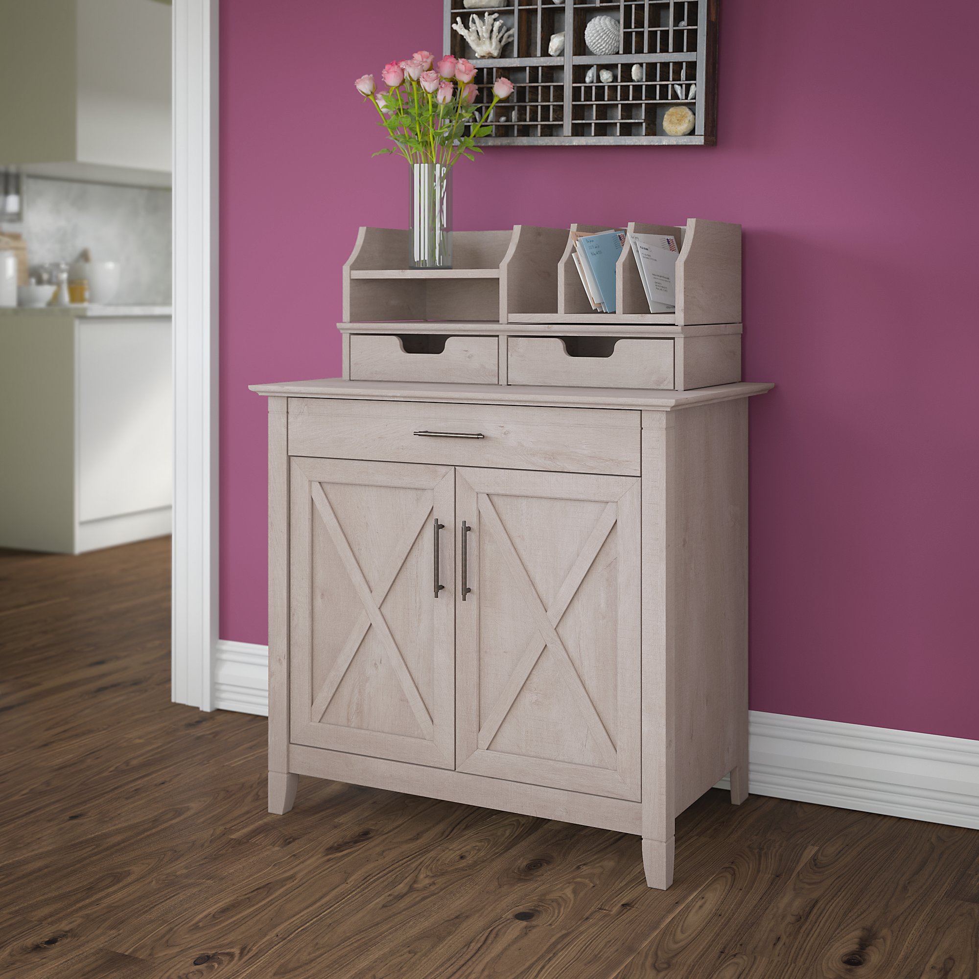 Buy Bush Furniture Key West Secretary Desk With 5 Shelf Bookcase