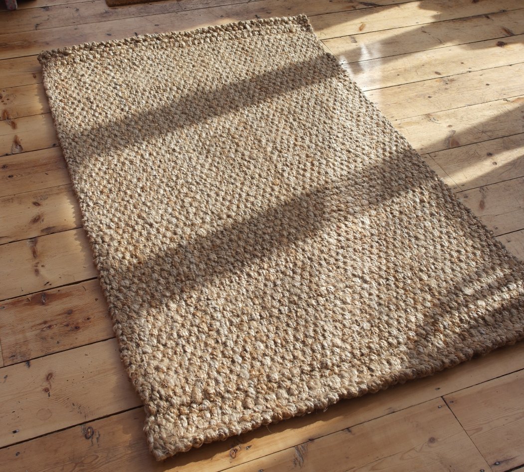 Hand Woven Beige Natural Fibre Jute Rug 120cm X 180cm Amazoncouk