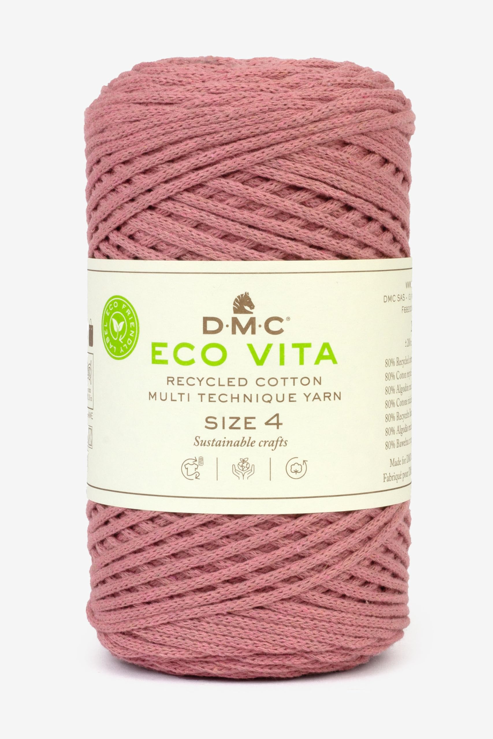 DMC Eco Vita 4, Pink Crochet Knitting Macrame Yarn, 250g — image 1