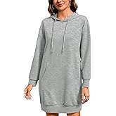 Quenteen Women Hoodies Dress Hooded Sweatshirts Dress Casual Long Sleeve Tunic Dress Oversized Sweatshirts with Pocket