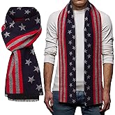 Shihanee Americana Flag Scarf for Men and Women Stripes and Stars USA Flag Warm Soft Scarf for Fall Winter Christmas, 180cm