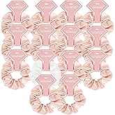 Satin Bridesmaid Scrunchies Bridesmaid Proposal Gifts Set of 8 Bachelorette Hair Ties Scrunchies Bachelorette Party Favors for Bridal Wedding Parties (14BeigeWhite)