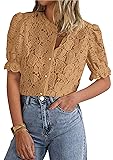 PRETTYGARDEN Womens 2025 Spring Lace Tops Short