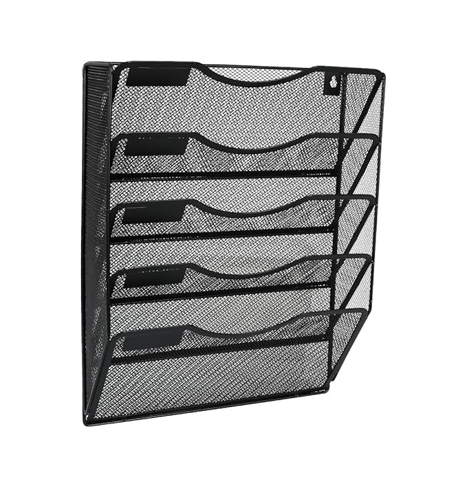 EasyPAG 5 Tier A4 Mesh Hanging Wall File Holder Document Folder Paper