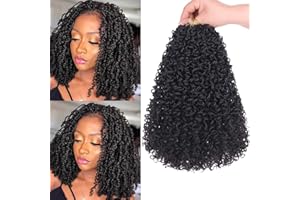 RuiYok 12 Inch PreLooped Yanky Twists Braiding Hair with Curls 8 Packs Black Yanky Twist Crochet Hair Pre Twisted Short Passi