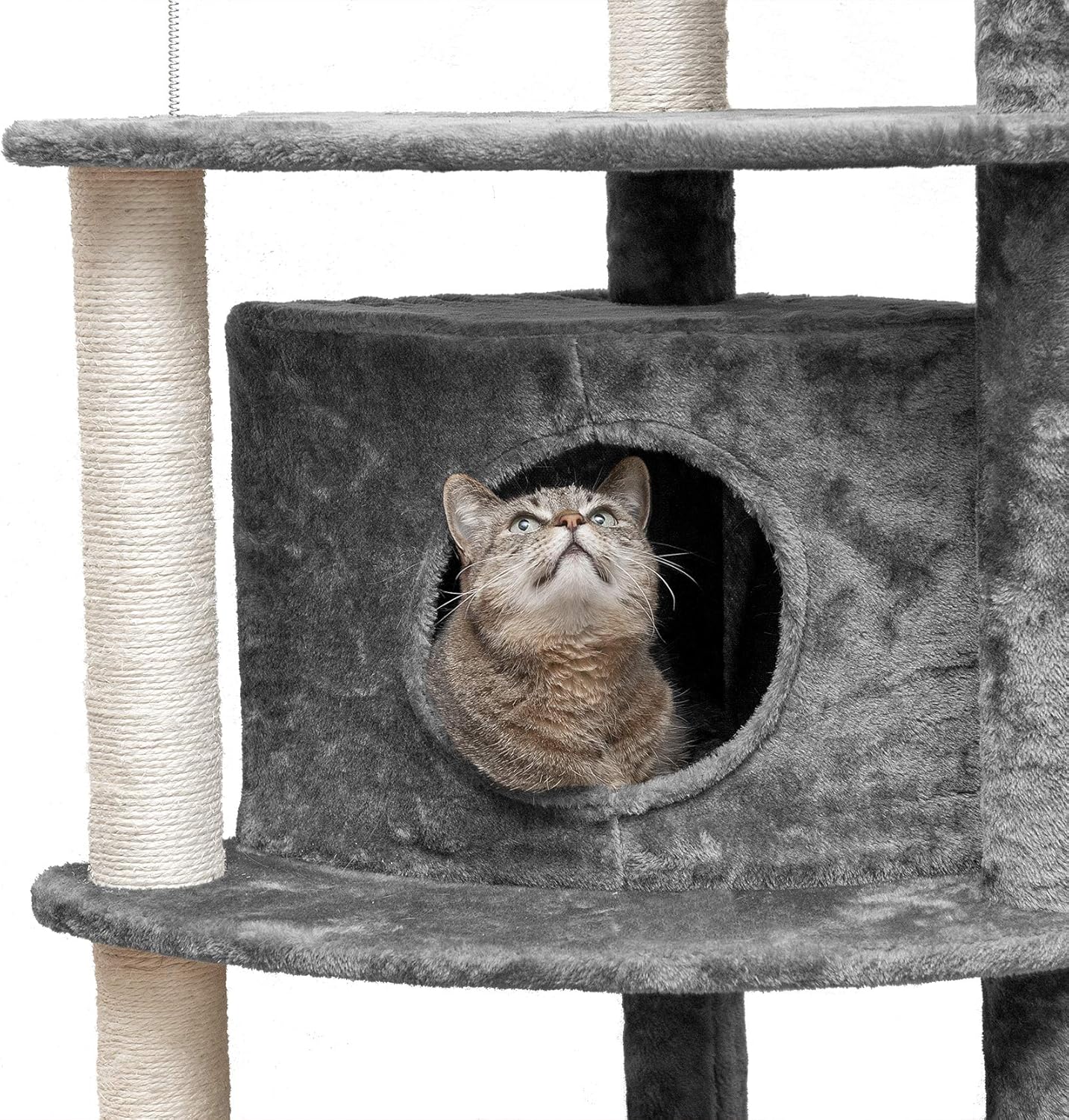 Furhaven Pet Cat Tree - Tiger Tough Cat Tree House Condo Perch Entertainment Playground Furniture for Cats and Kittens, Platform House Playground, Gray : Pet Supplies
