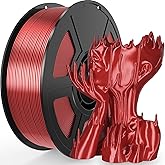 Silk Red PLA Filament 1.75mm 1kg(2.2lbs), Amoybaby High Speed 3D Printer Filament PLA for Fast Printing, Low Warp & Clog-Free, Accuracy +/- 0.03mm, Compatible with Bambu, Elegoo & FDM Printers