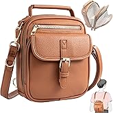 crawing Vegan Leather Crossbody Bag for Women with 2 Straps, Small Messenger Bag with Wallet, Anti Theft Shoulder Bag