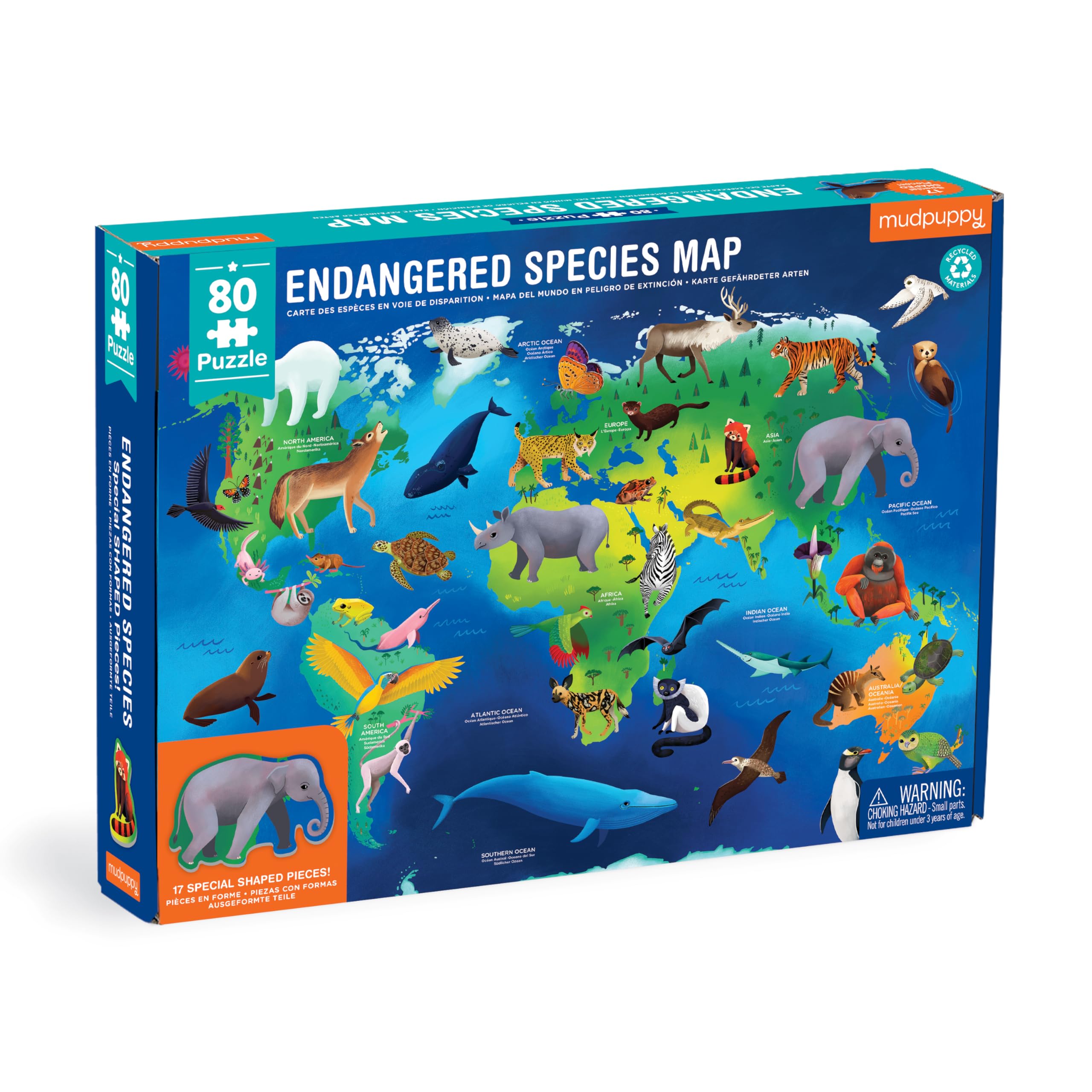 Endangered Species Around The World 80 Piece Geography Puzzle