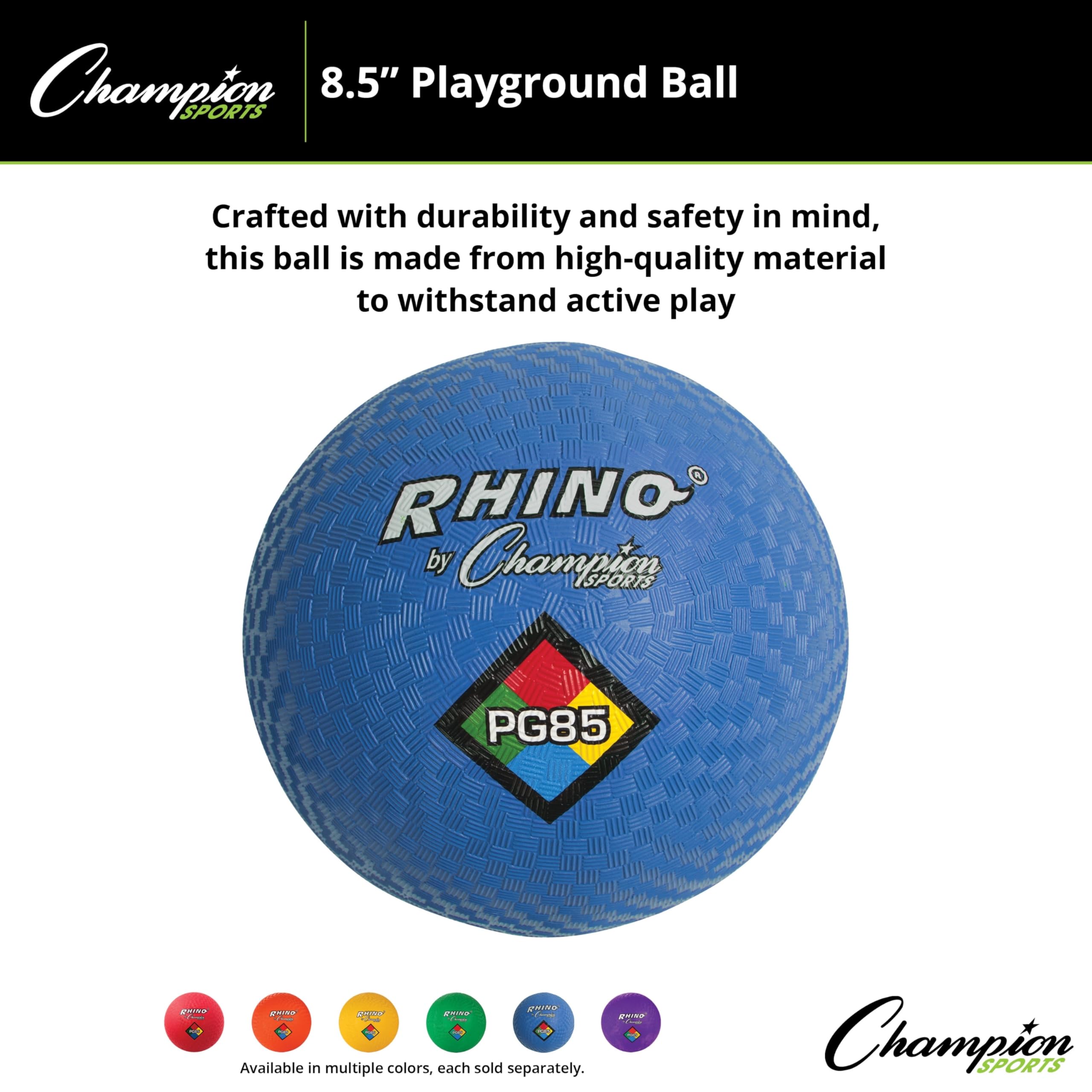 Champion Sports Playground Balls – Single Balls & Sets, Multiple Colors, Durable Nylon-Wound Construction for Kickball & Indoor/Outdoor Play