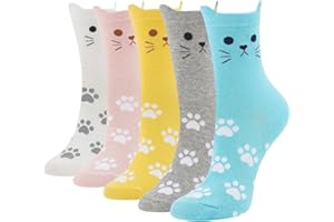 BONANGEL Women's Girls Novelty Funny Crew Socks,Crazy Cute Animal Food Design Socks Cotton,Girl's Gift