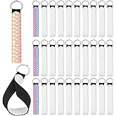 Outus Sublimation Wristlet Keychain Black Neoprene Wristlet Strap Sublimation Wrist Lanyard Keychain Holder for DIY Crafts Girls (30 Pieces)