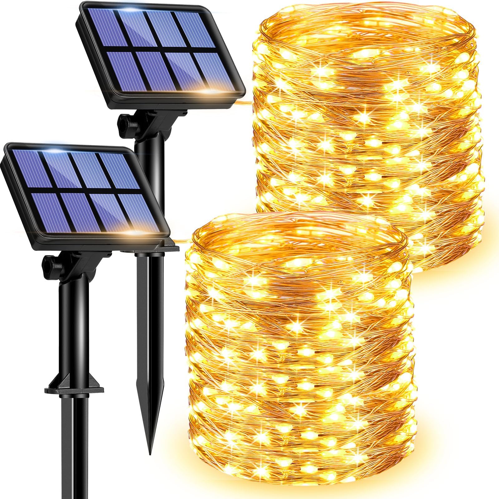 litogo 2 Pack Solar Fairy Lights Outdoor, Total 80FT/24M 240LED Solar Garden Light 8 Mode Copper Wire Decorative String Lights for Patio, Trees, Party