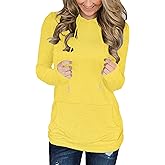 BEUFRI Hoodies for Women Casual Long Sleeve Solid Pullover Tops Loose Sweatshirt with Pocket