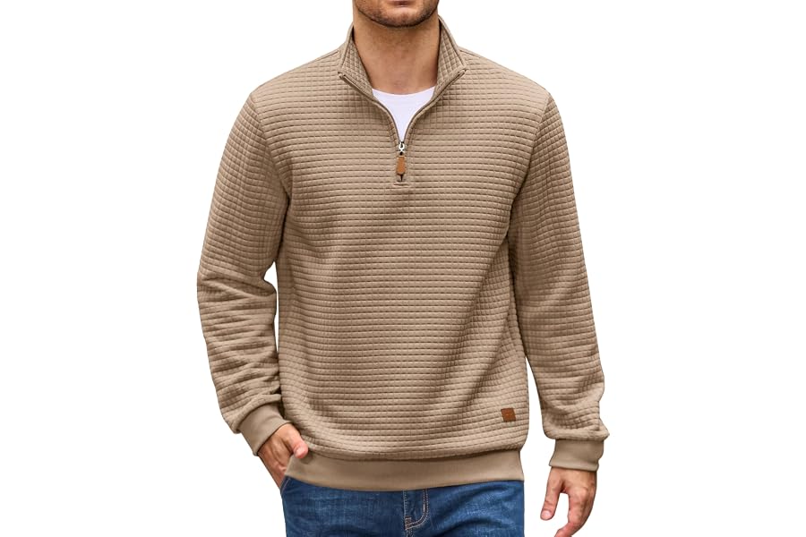 COOFANDY Men's Quarter Zip Pullover Sweatshirts 1/4 Zip Long Sleeve Sweater | Mock Neck Sweater Polo, Casual Business Winter