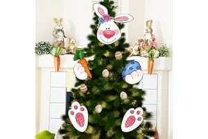 Auirre Easter Bunny Christmas Tree Topper, Rabbit Egg Carrot Decorative Tree Ornaments Decor, Spring Holiday Indoor Home Decorations Party Supplies