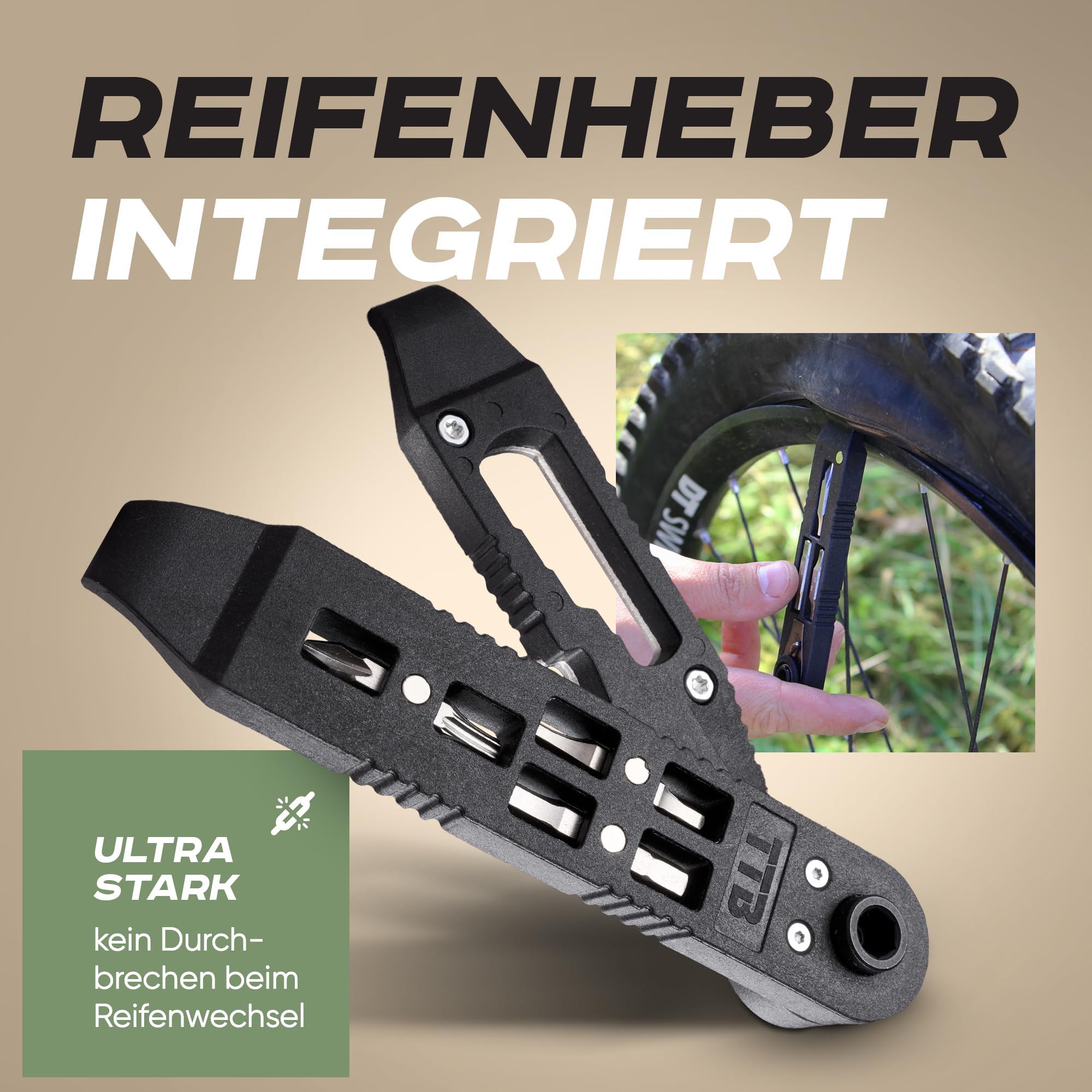 TTB Fahrrad Werkzeug Multitool 14 in 1 Inklusive Reifenheber Ultraleicht, Handlich & Klein [Mountainbike] Bike Sport 6