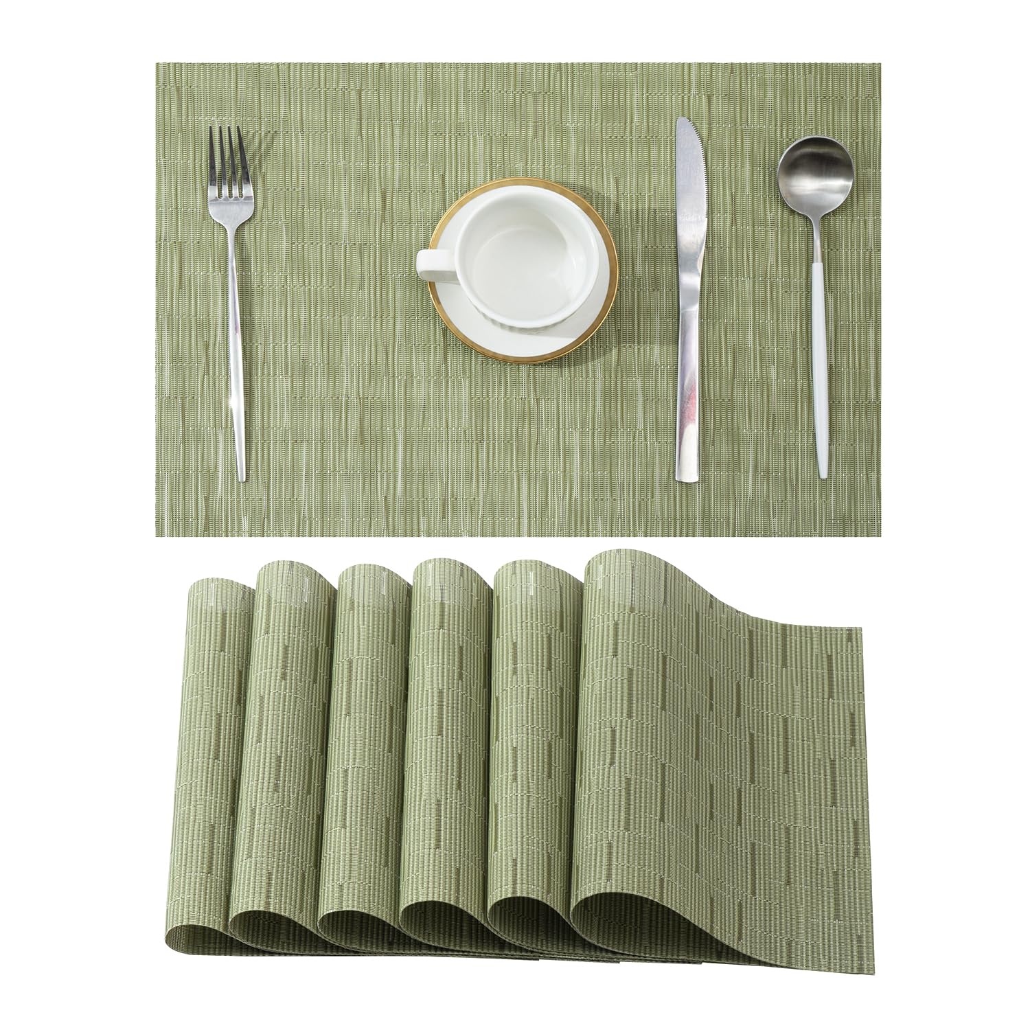 Leetaltree Pea Green Placemats Set of 6 - Heat