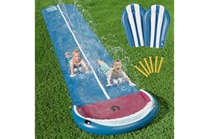 Jasonwell Slip and Water Slide - 20Ft Heavy Duty Lawn Slip Waterslide for Kids Adults with Splash Sprinkler N 2 Bodyboards Ba