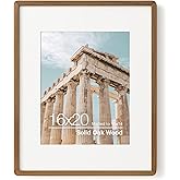 FLYJOE 16x20 Picture Frame | Solid Oak Wood 16x20 Poster Frame | 16 x 20 Picture Frame With Mat For 11x14 | Tempered Glass And Hanging Hardware Included | 20 x 16 Photo Frame Wood (Walnut, 1 Pack)