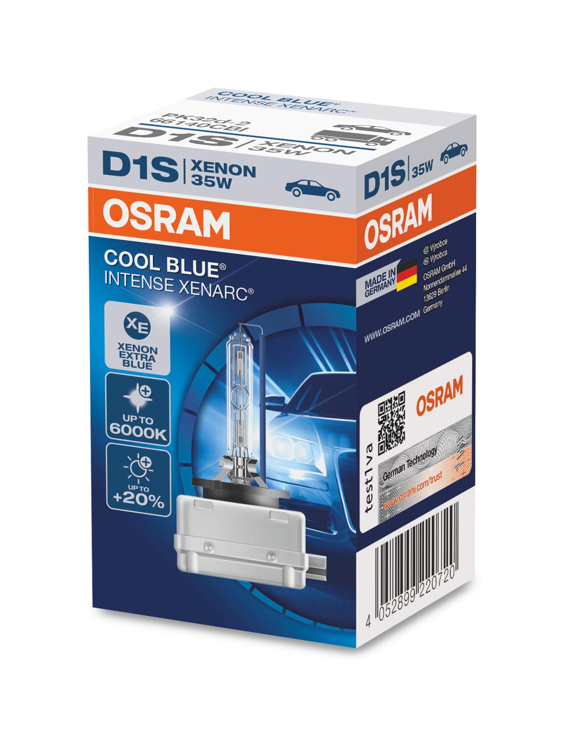 OSRAM XENARC COOL BLUE INTENSE D1S HID xenon arc tubes, discharge lamp, 66140CBI, Faltschachtel (1 Stück)