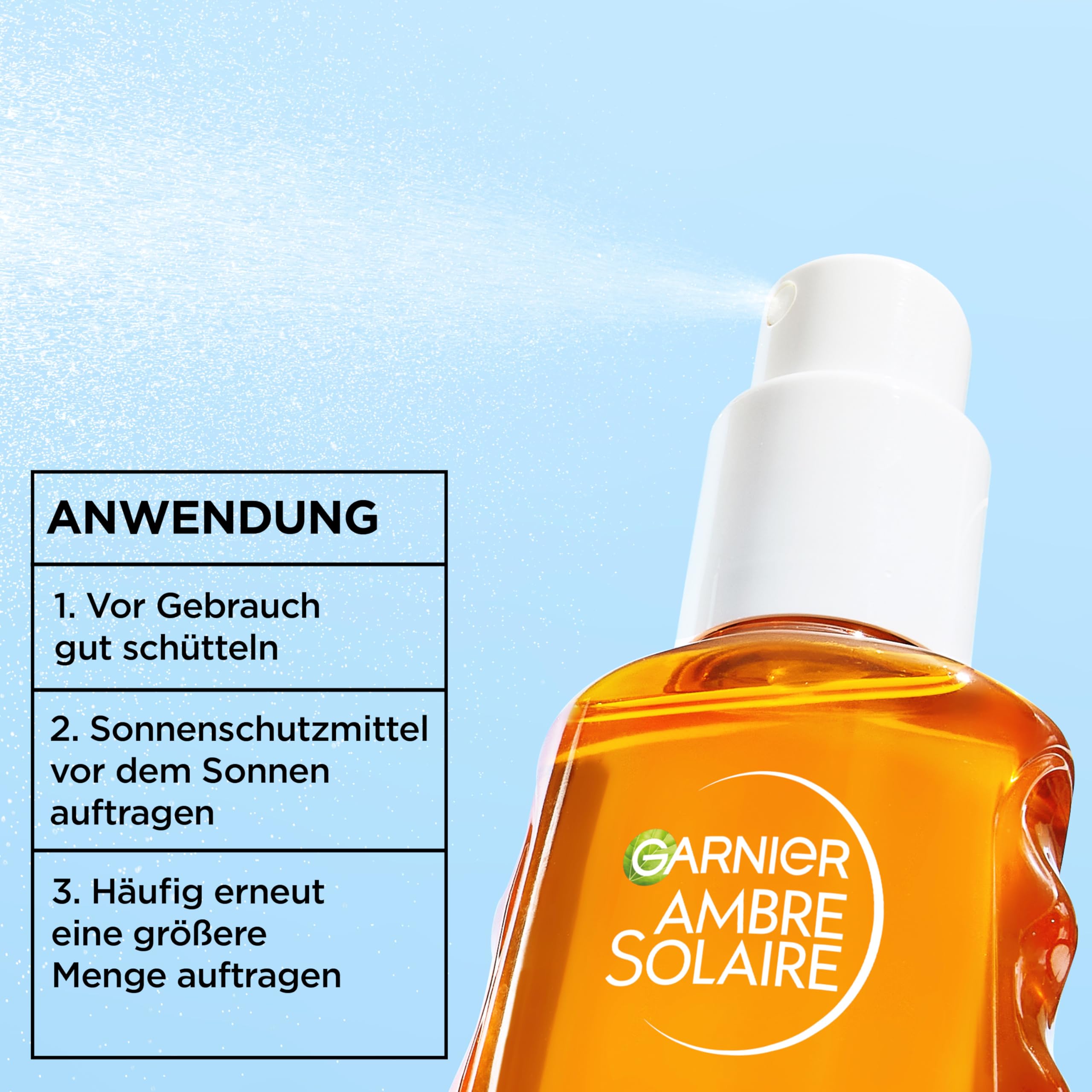 Garnier Ambre Solaire Sensitive Expert + Hydrating UV Water Sonnenschutzspray LSF 50 – Sonnen-Spray für Körper, Gesicht, Kopfhaut & Haare – Wasserfest, sandresistent & nicht fettend – 150ml 7