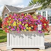 Alupssuc 24 Bundles Artificial Flowers for Outdoors Decoration, UV Resistant Silk Violet Faux Colorful Violet Eucalyptus Spring Fake Plants for Outside Indoor Yard Home Patio Porch Decor, Mix 4 Colors