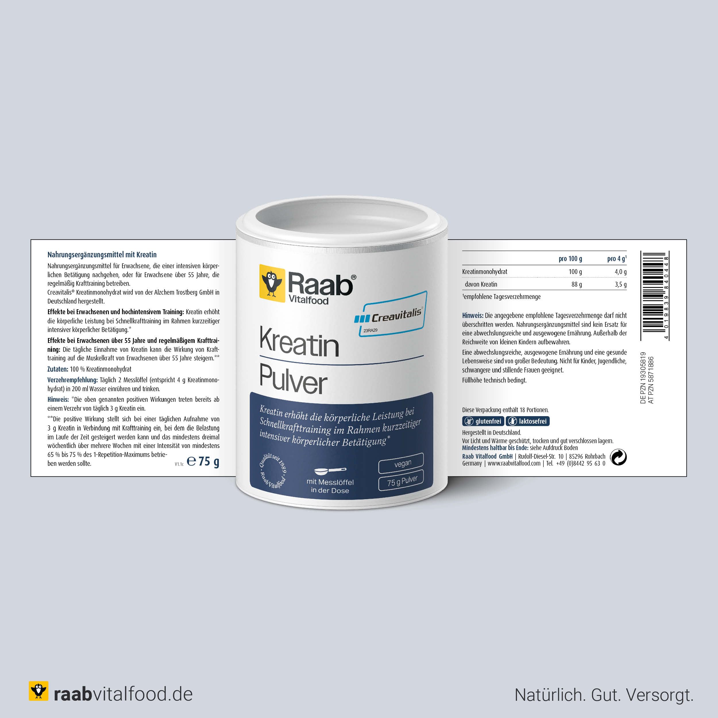 Raab® Kreatin Pulver Creavitalis® aus Deutschland (75 g) 6