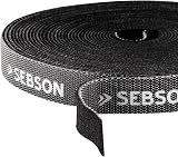 SEBSON Reusable Cable Ties Black 10m Roll 12mm Wide Adjustable Hook Loop view 2