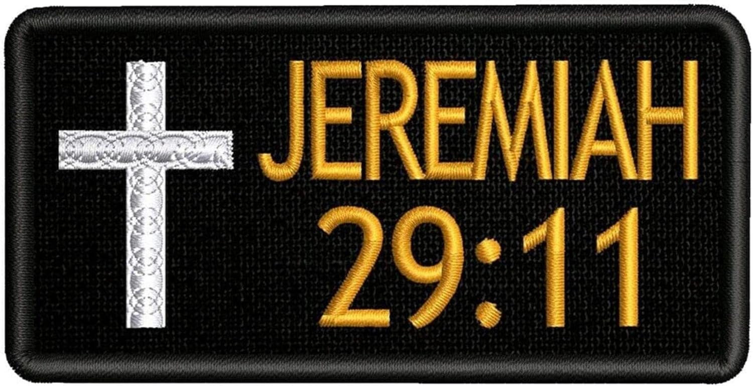 Mixed Media - Jeremiah 29:11 Patch Embroidered Iron-on/Sew-on Applique, Religious Eternal Life Bible Verse Faith Theme Christian Biker, Decorative Embroidery Clothing Vest Jackets Jeans, Premium Stitching