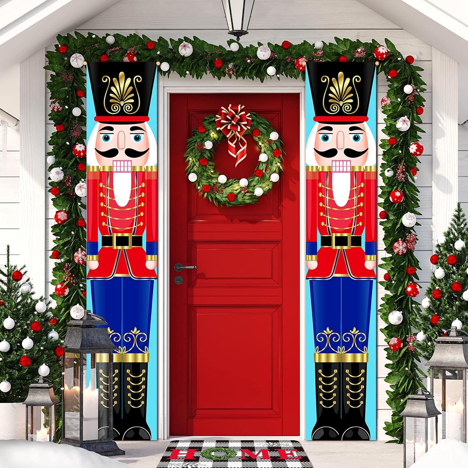 Nutcrackers - FARONZE Christmas Nutcracker Door Hanger Porch Banner Décor Indoor & Outdoor – Modern House Décor – Colorful Nutcracker Christmas Banners for Front Door Living Room Kitchen Wall Party (Nutcracker-1)