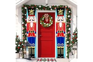 FARONZE Christmas Nutcracker Door Hanger Porch Banner Indoor & Outdoo Modern House Décor Nutcracker Christmas Banners for Front Door Living Room Kitchen Wall Party
