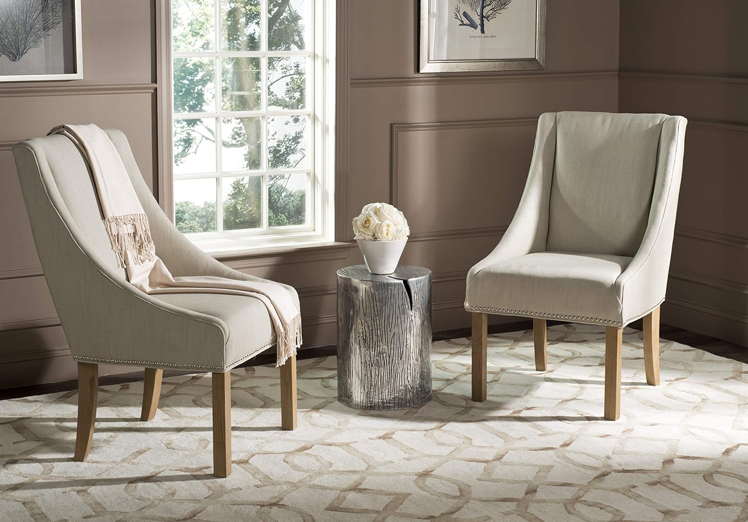 Best Sleek Beige Linen Dining Chair (Set Of 2)