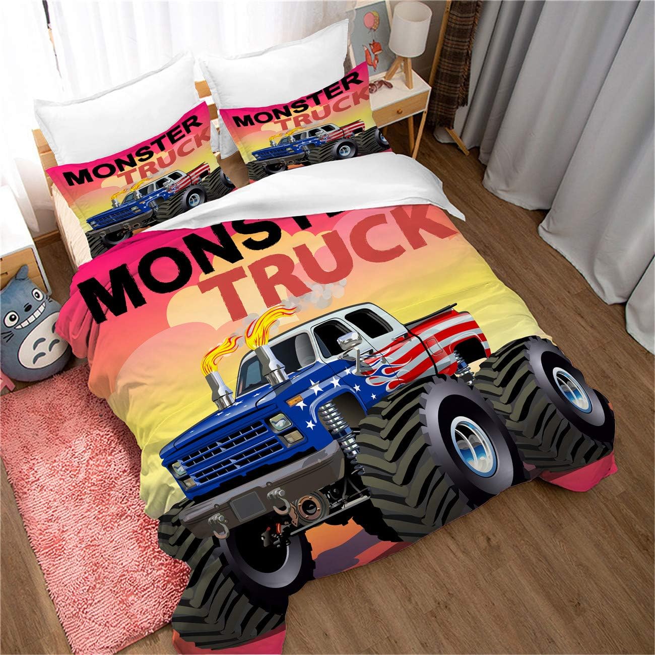 AXIONG Cars Duvet Cover Set 3D Monster Truck Bedding