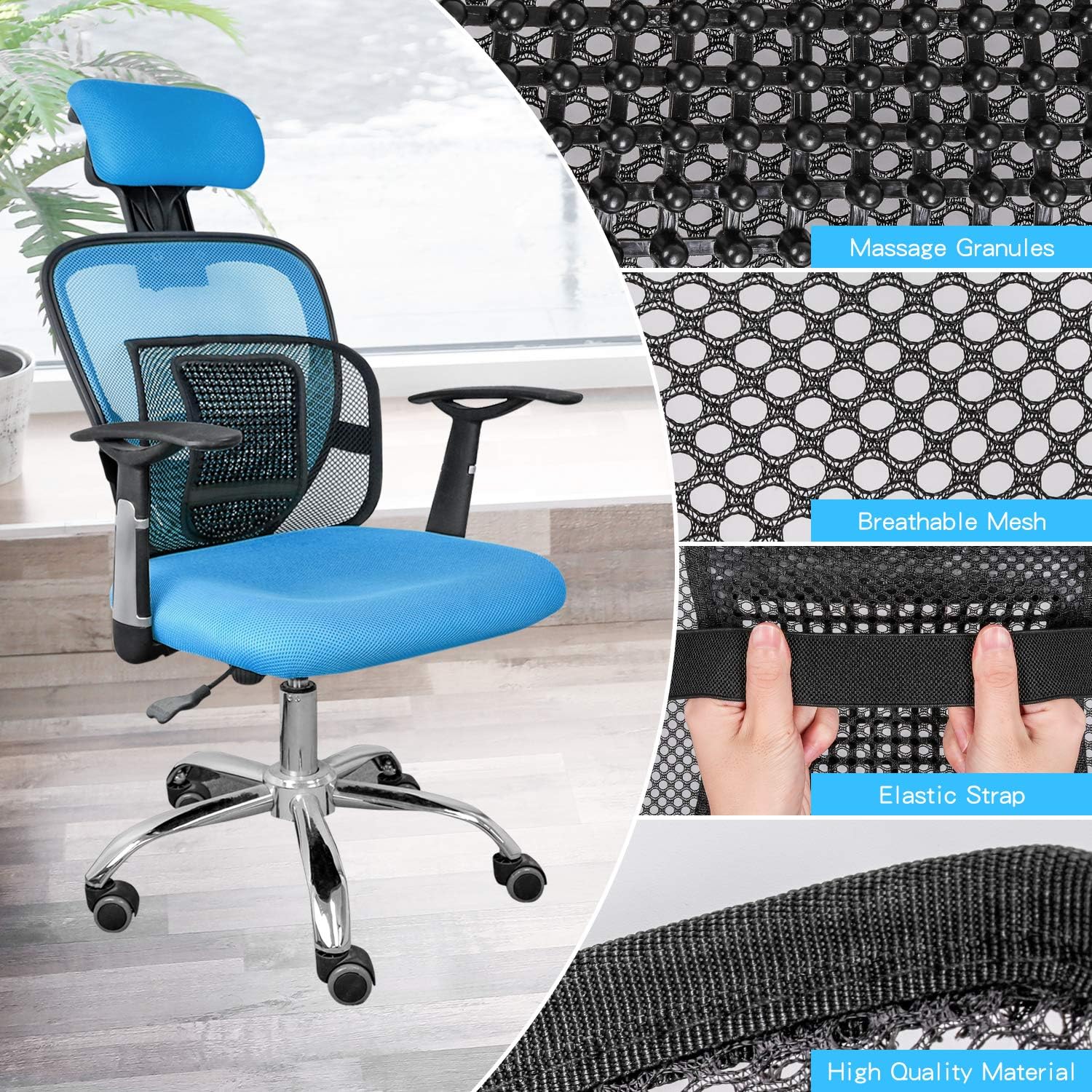 ACVCY Lumbar Mesh Support for Office Chair or Car Seat, Breathable Comfortable Back Support for Office Chair Lumbar Support Cushion for All Types Car Seats Office Chair Car Lumbar Cushion 12” x 16” : Office Products