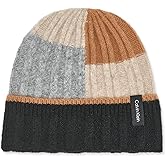 Calvin Klein Womens Patchwork Beanie with Wide Ribb Cuff