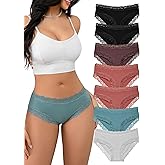 Cinvik Bikini Underwear For Women Cute Undies Sexy Cotton Panties Cotton Cheekster Lacey Lace Trim Underwear For Women Pack