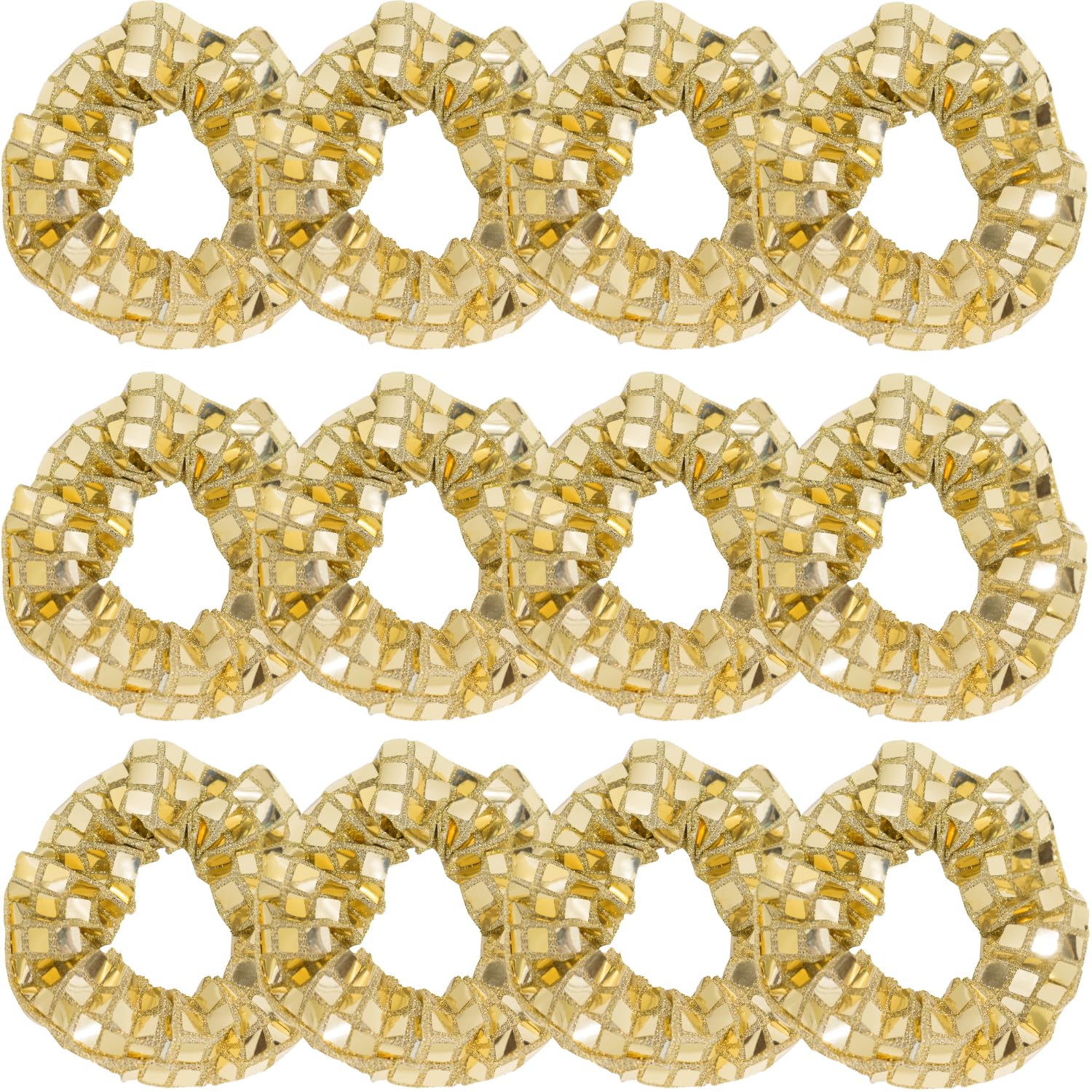 Photo 1 of 12 Pack Disco Sequin Scrunchies Sparkly Cheer Scrunchies Cheer Pack Gifts Cheer Hair Accessories for Women Cheer Teams Birthday Party (Gold)